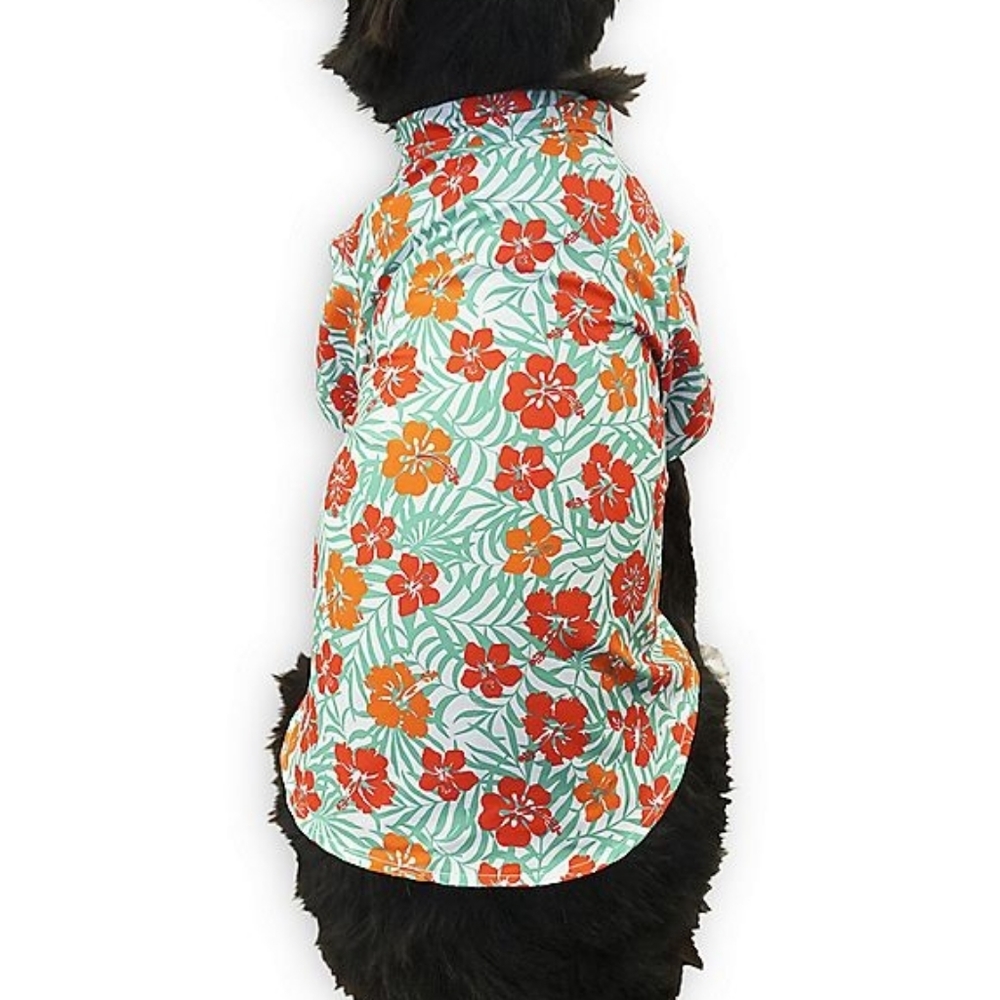 Dog Hawaiian Shirt Floral Pet Shirt Button Up Summer Cute Nwt - Picture 2 of 2